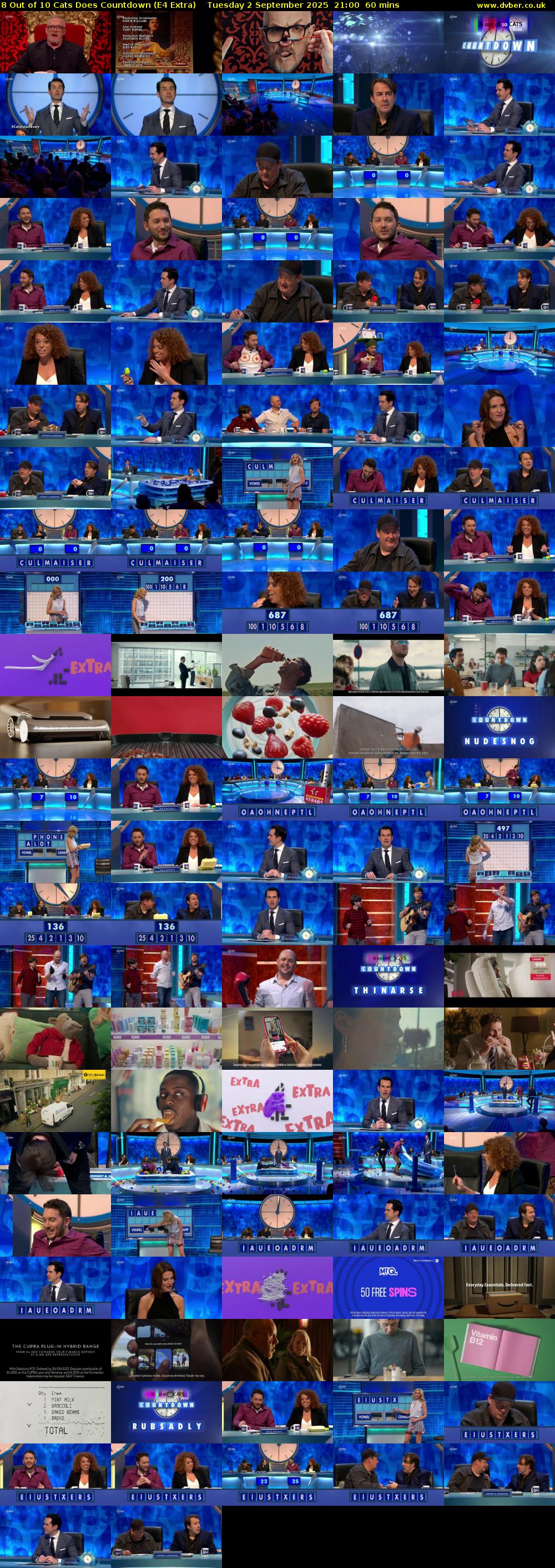 8 Out of 10 Cats Does Countdown (E4 Extra) Tuesday 2 September 2025 21:00 - 22:00
