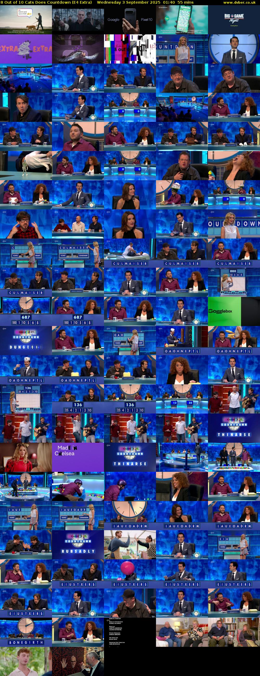 8 Out of 10 Cats Does Countdown (E4 Extra) Wednesday 3 September 2025 01:40 - 02:35