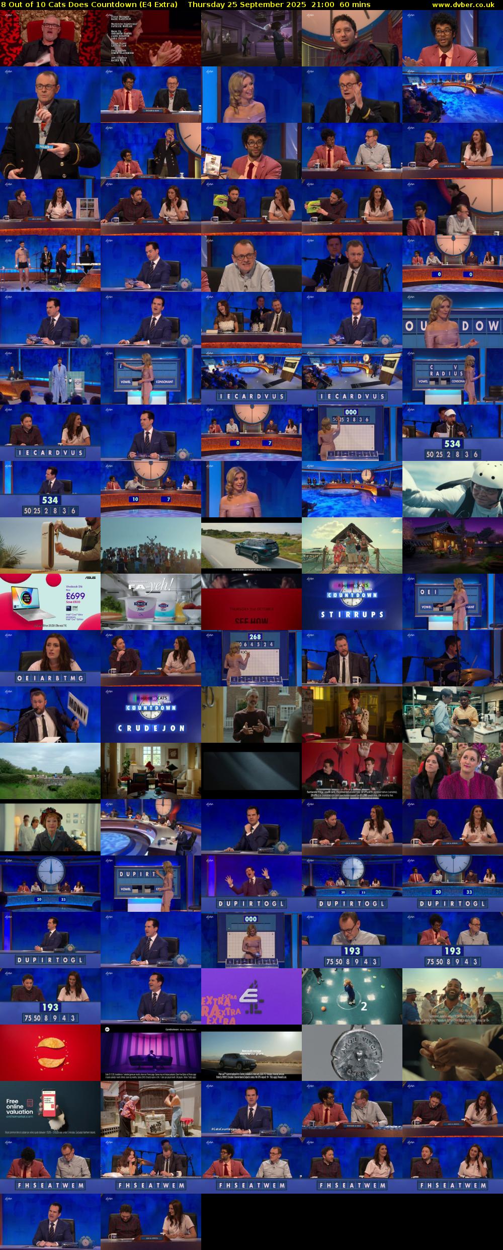 8 Out of 10 Cats Does Countdown (E4 Extra) Thursday 25 September 2025 21:00 - 22:00