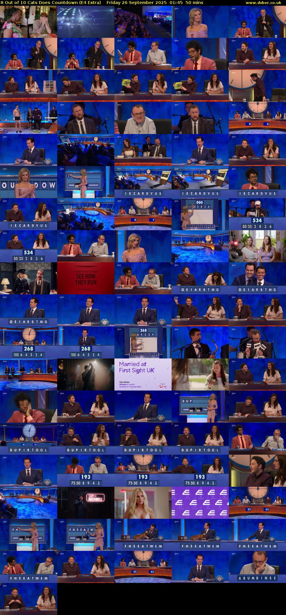 8 Out of 10 Cats Does Countdown (E4 Extra) Friday 26 September 2025 01:45 - 02:35