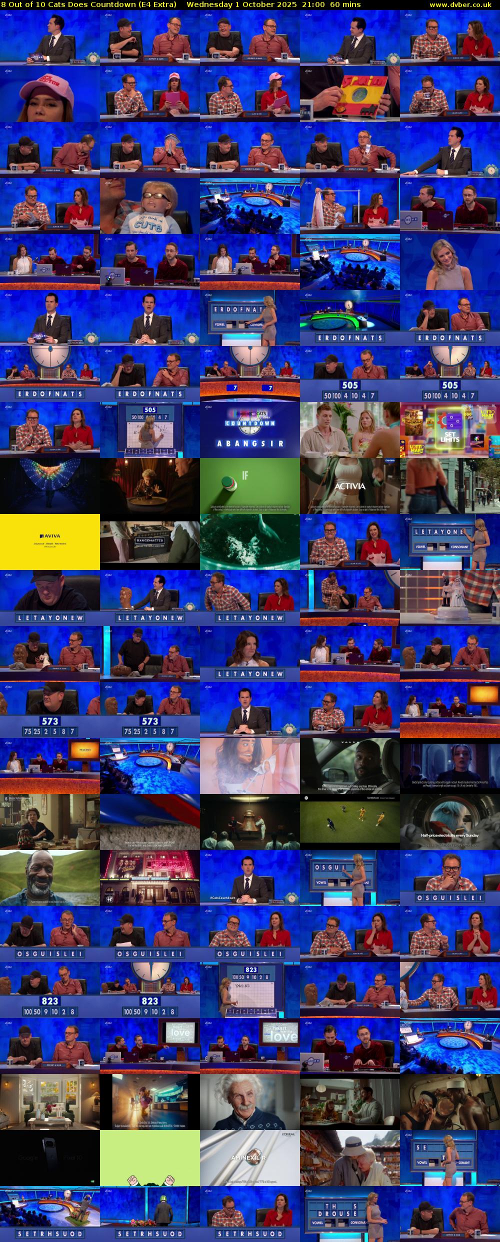 8 Out of 10 Cats Does Countdown (E4 Extra) Wednesday 1 October 2025 21:00 - 22:00