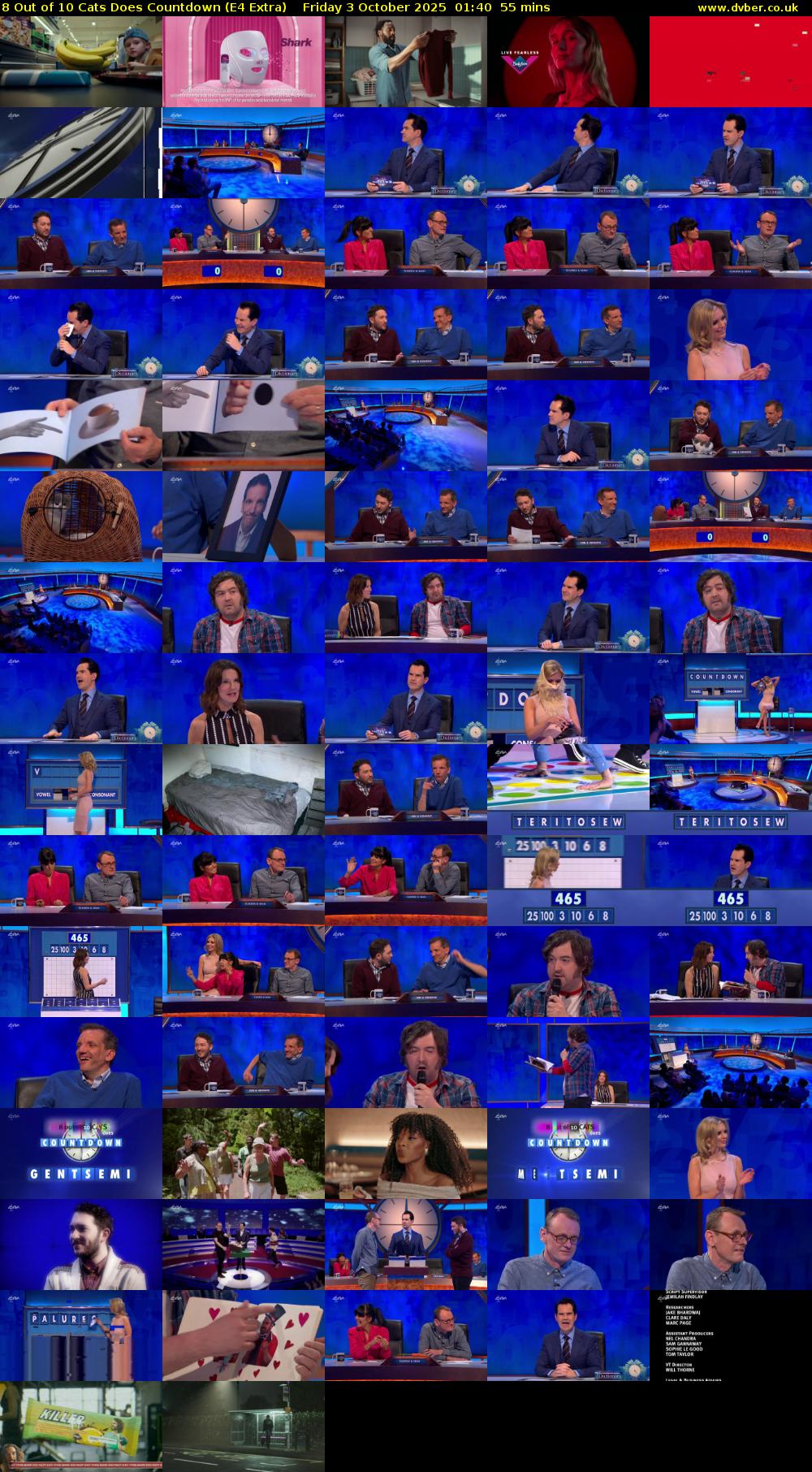 8 Out of 10 Cats Does Countdown (E4 Extra) Friday 3 October 2025 01:40 - 02:35