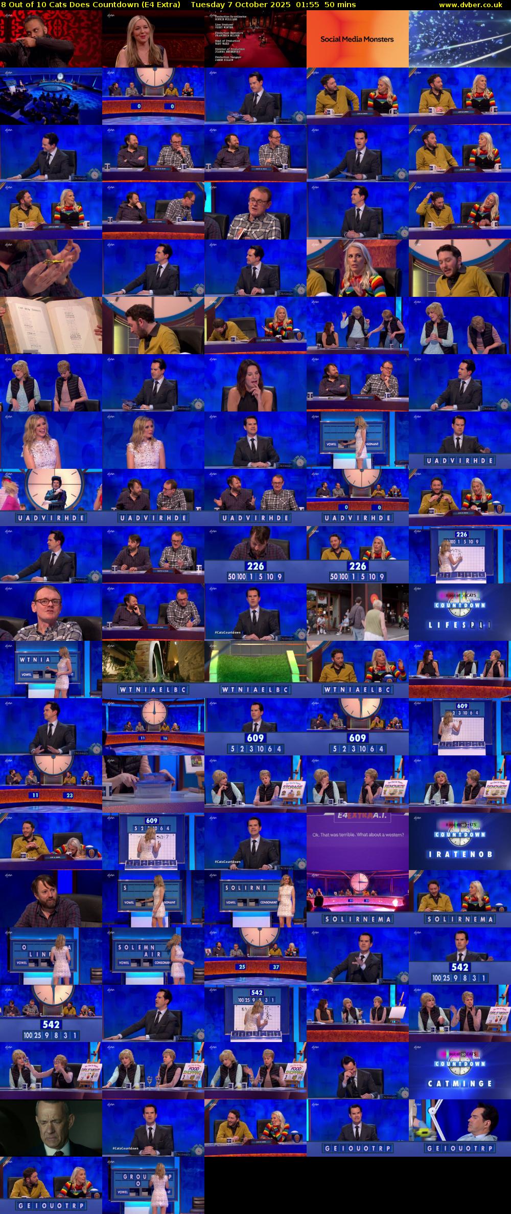 8 Out of 10 Cats Does Countdown (E4 Extra) Tuesday 7 October 2025 01:55 - 02:45