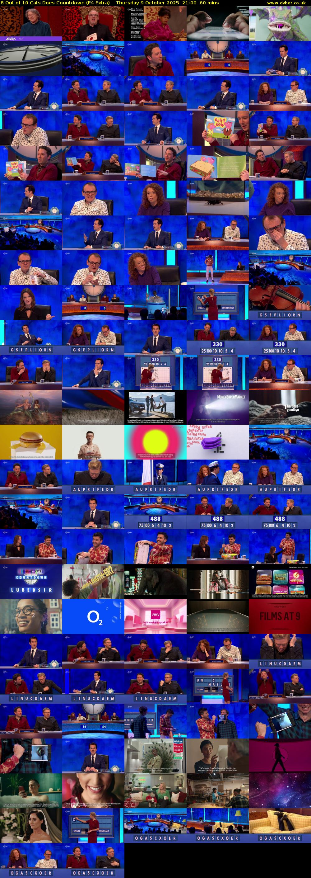 8 Out of 10 Cats Does Countdown (E4 Extra) Thursday 9 October 2025 21:00 - 22:00