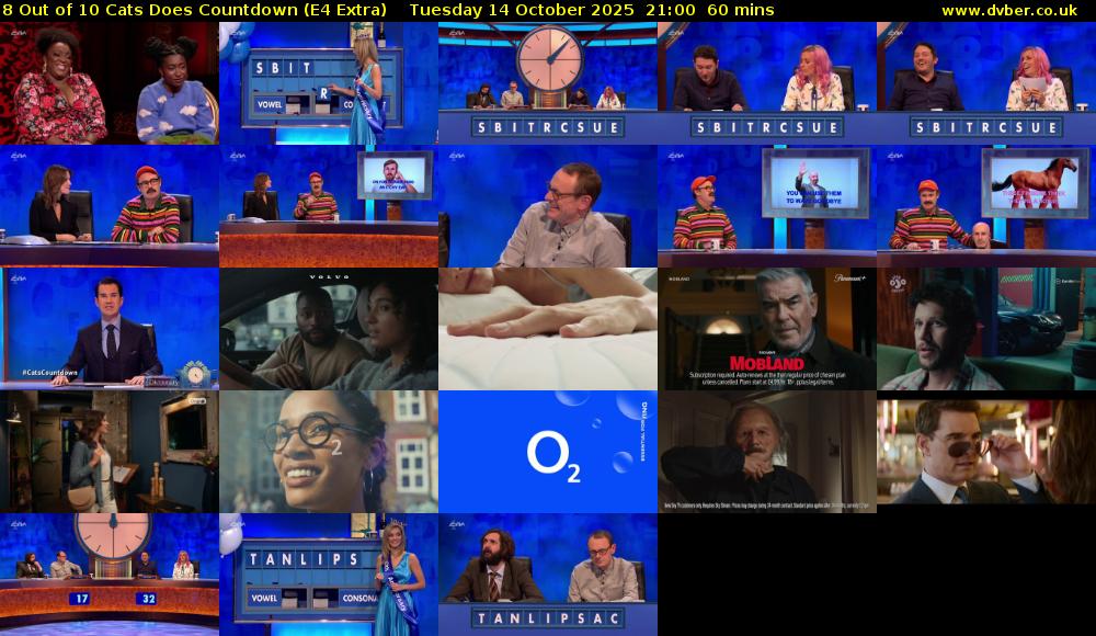 8 Out of 10 Cats Does Countdown (E4 Extra) Tuesday 14 October 2025 21:00 - 22:00