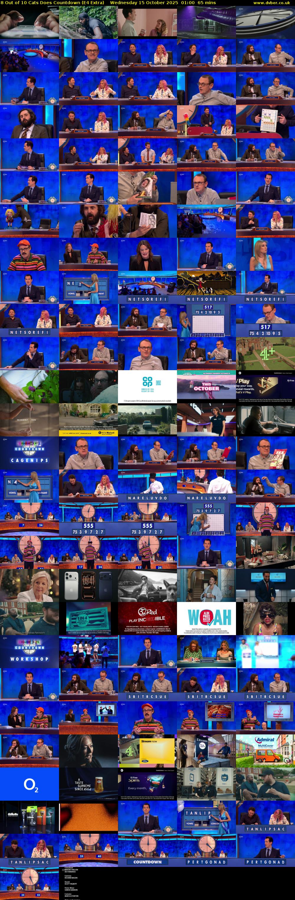 8 Out of 10 Cats Does Countdown (E4 Extra) Wednesday 15 October 2025 01:00 - 02:05