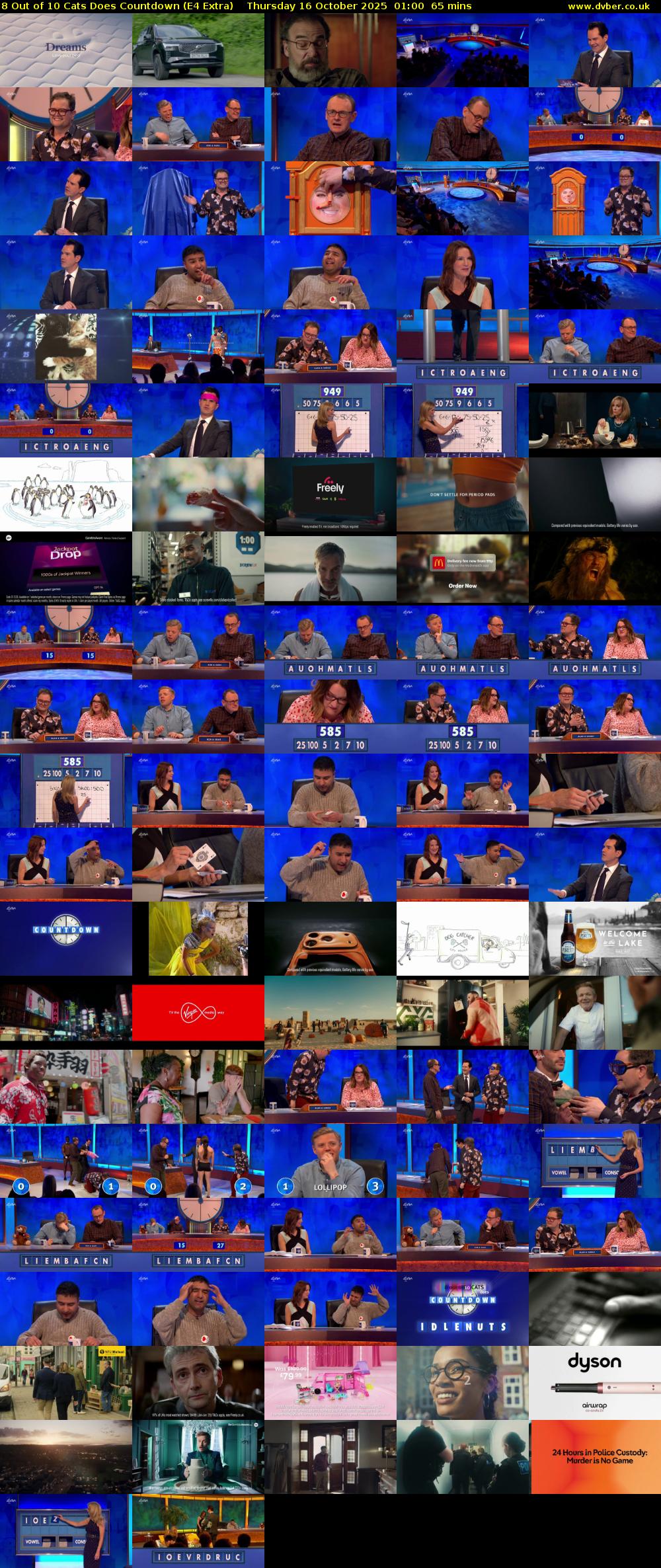 8 Out of 10 Cats Does Countdown (E4 Extra) Thursday 16 October 2025 01:00 - 02:05