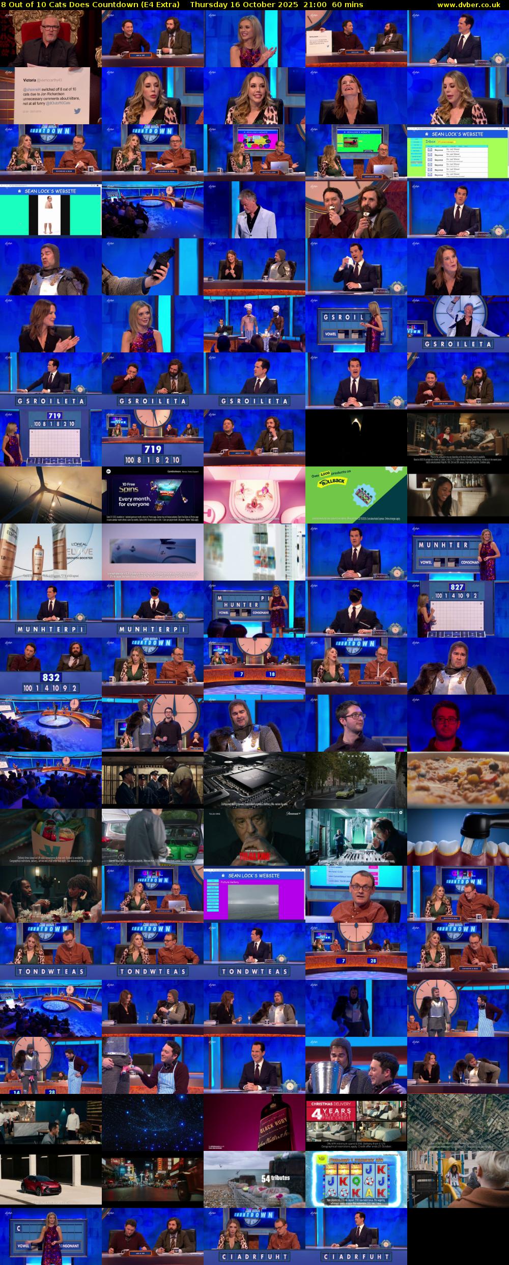 8 Out of 10 Cats Does Countdown (E4 Extra) Thursday 16 October 2025 21:00 - 22:00