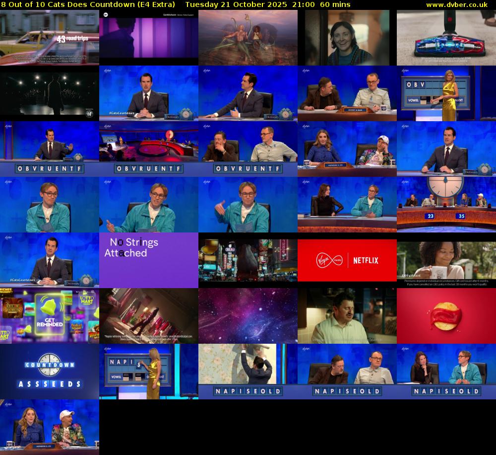 8 Out of 10 Cats Does Countdown (E4 Extra) Tuesday 21 October 2025 21:00 - 22:00