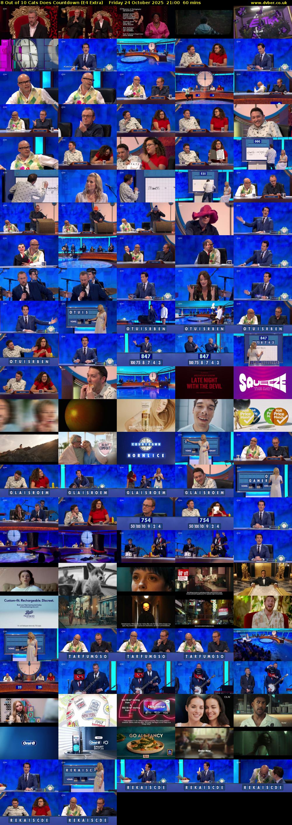 8 Out of 10 Cats Does Countdown (E4 Extra) Friday 24 October 2025 21:00 - 22:00