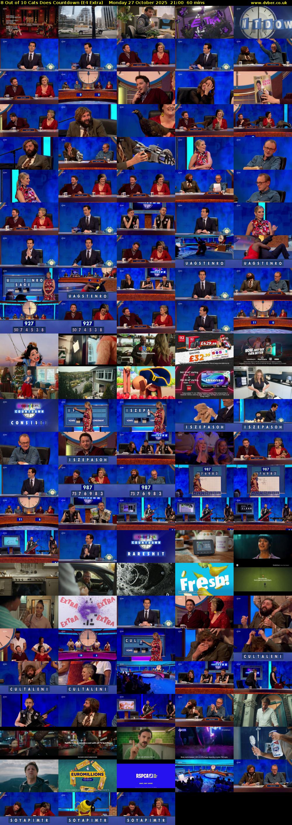 8 Out of 10 Cats Does Countdown (E4 Extra) Monday 27 October 2025 21:00 - 22:00