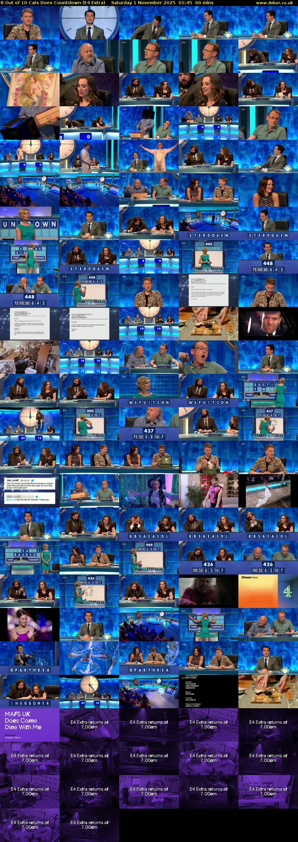 8 Out of 10 Cats Does Countdown (E4 Extra) Saturday 1 November 2025 01:45 - 02:45