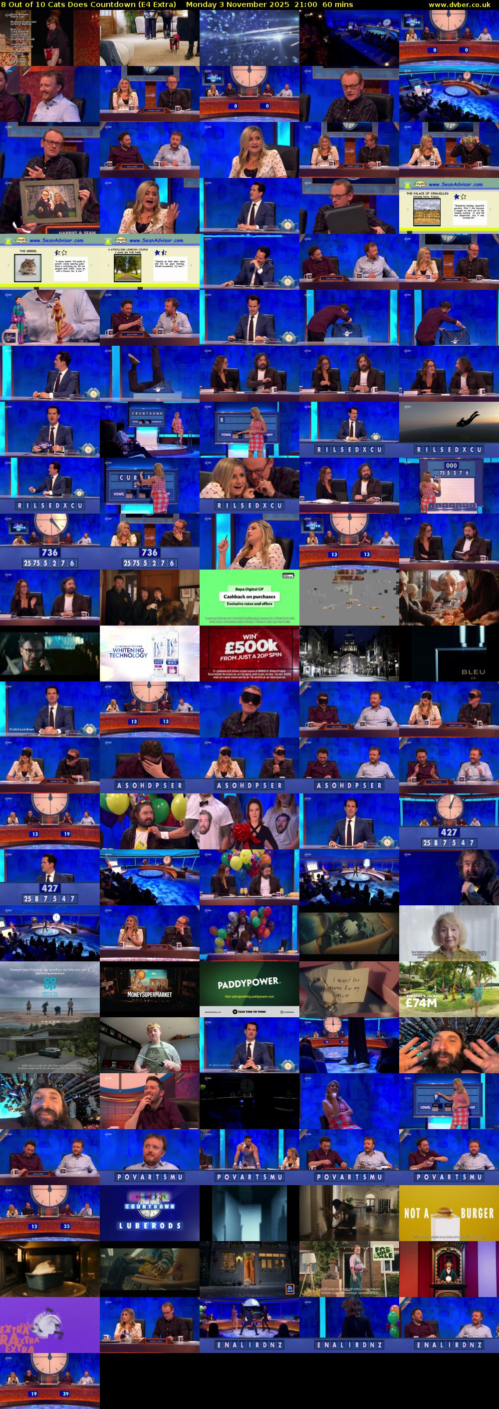 8 Out of 10 Cats Does Countdown (E4 Extra) Monday 3 November 2025 21:00 - 22:00