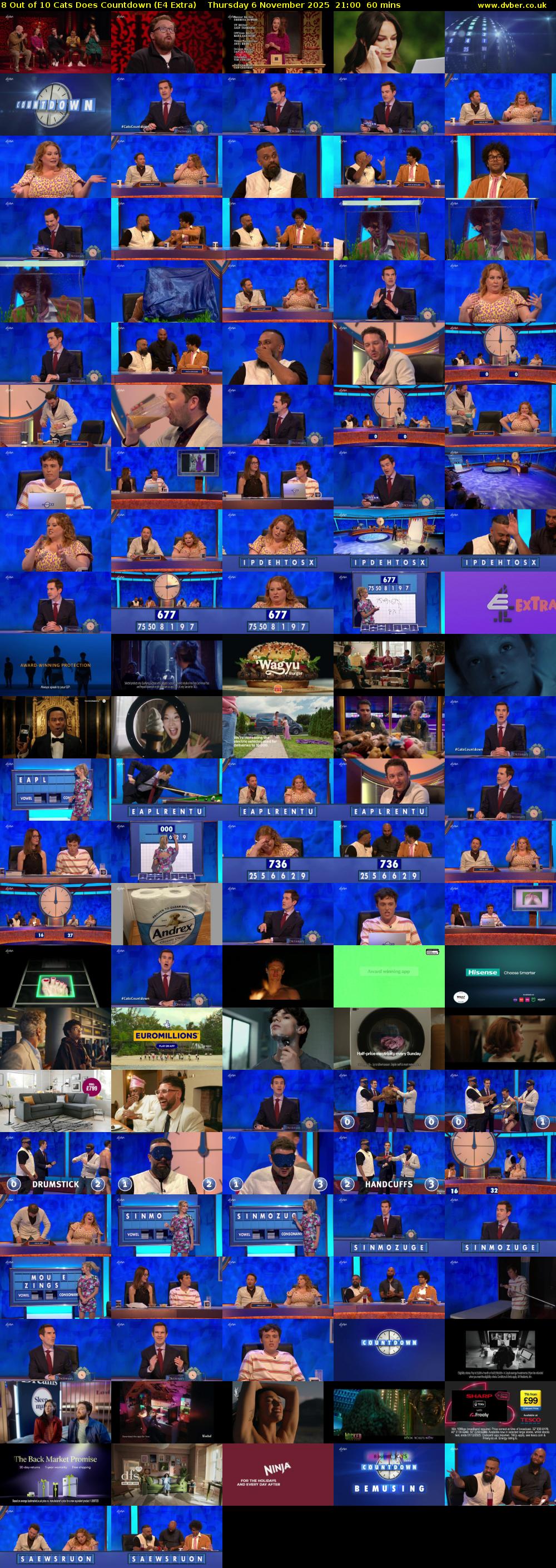 8 Out of 10 Cats Does Countdown (E4 Extra) Thursday 6 November 2025 21:00 - 22:00