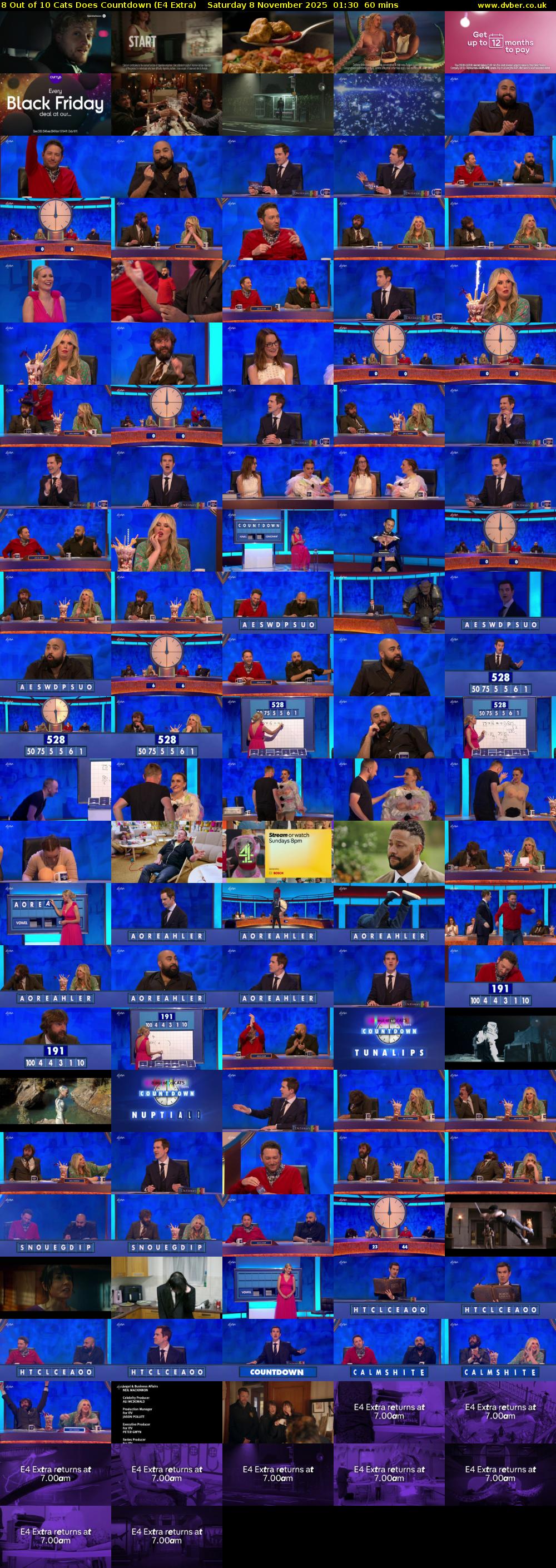 8 Out of 10 Cats Does Countdown (E4 Extra) Saturday 8 November 2025 01:30 - 02:30