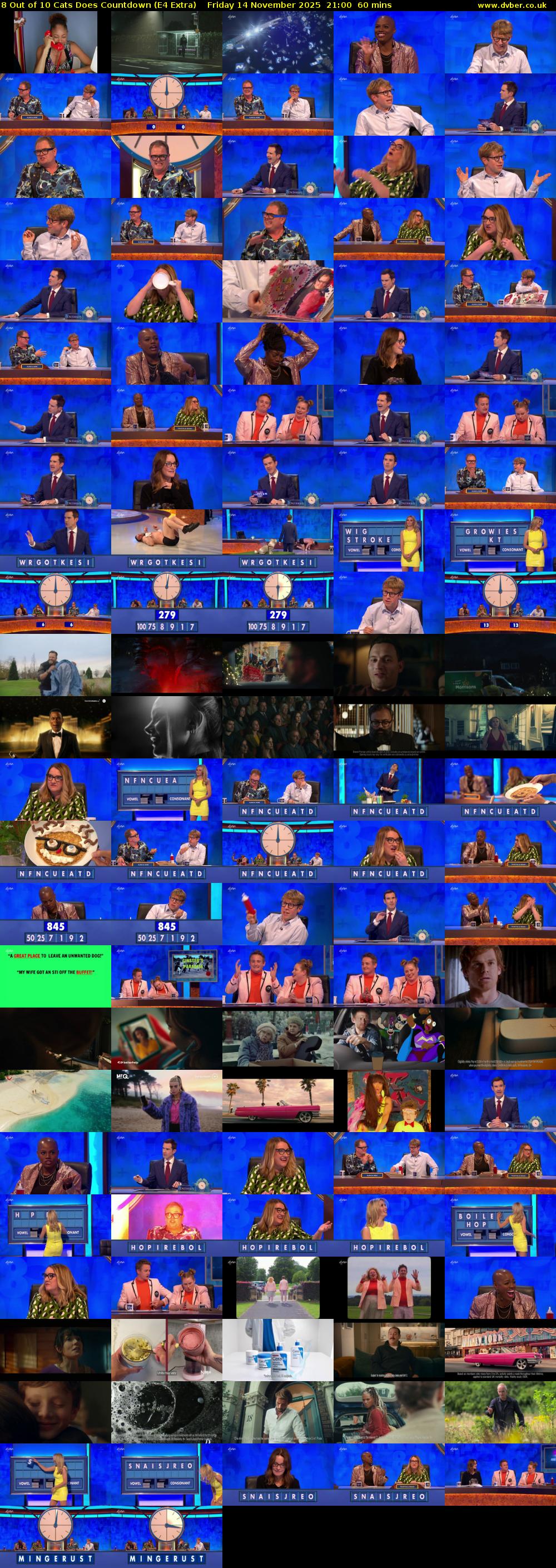 8 Out of 10 Cats Does Countdown (E4 Extra) Friday 14 November 2025 21:00 - 22:00