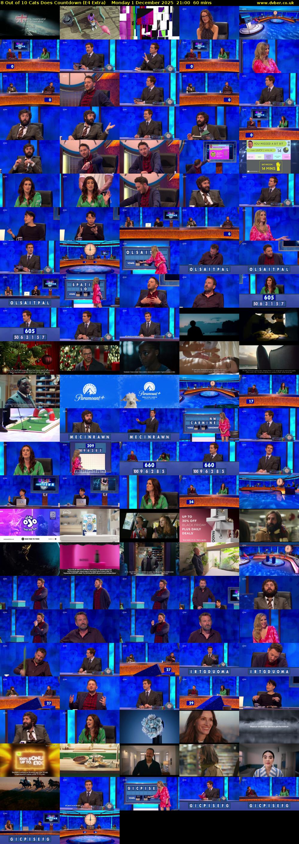8 Out of 10 Cats Does Countdown (E4 Extra) Monday 1 December 2025 21:00 - 22:00