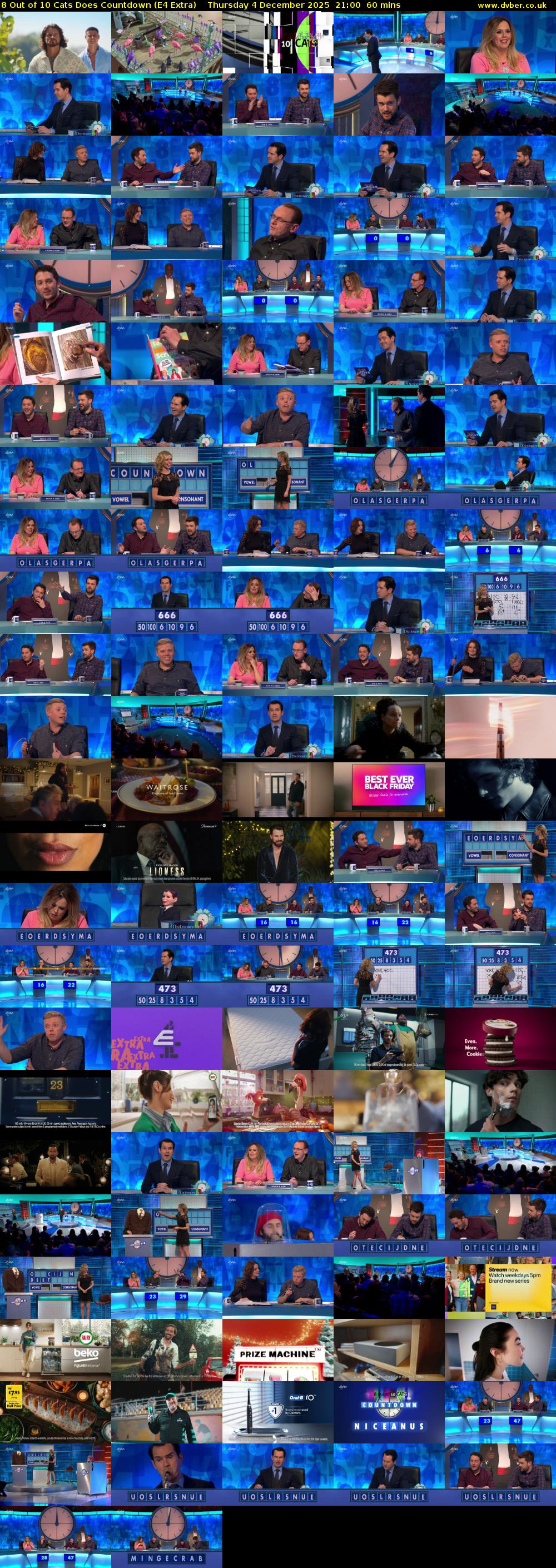 8 Out of 10 Cats Does Countdown (E4 Extra) Thursday 4 December 2025 21:00 - 22:00