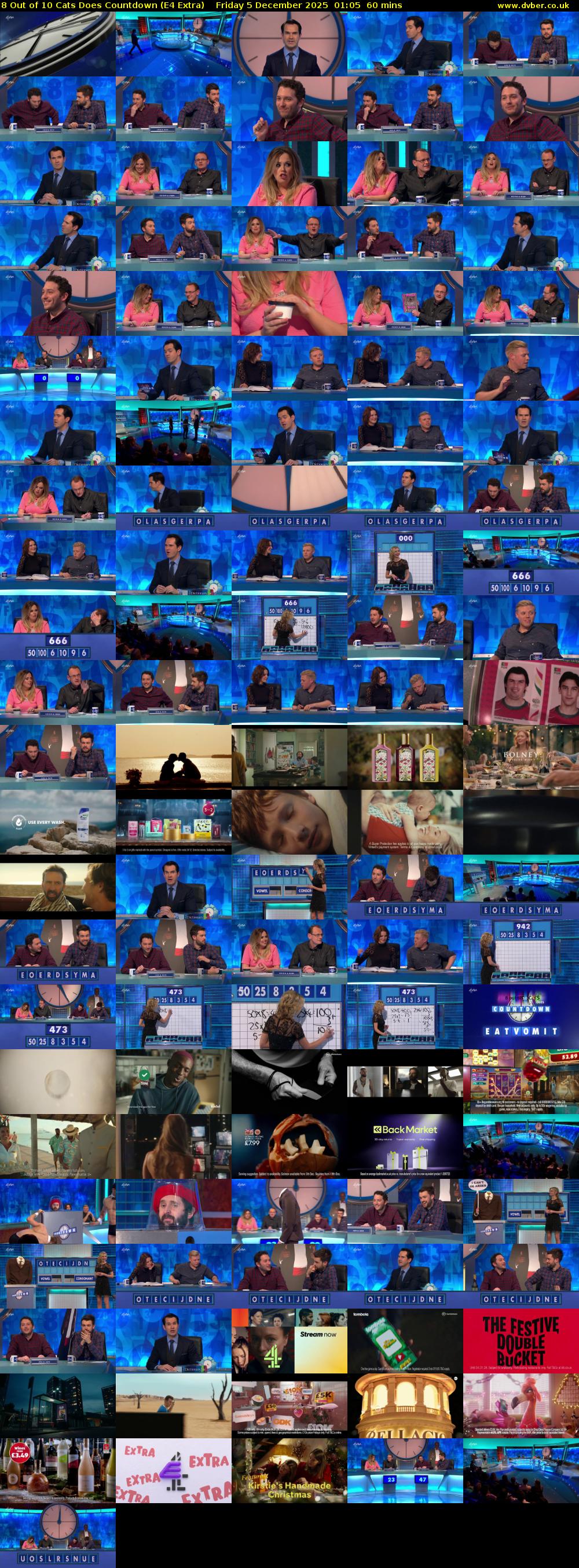 8 Out of 10 Cats Does Countdown (E4 Extra) Friday 5 December 2025 01:05 - 02:05