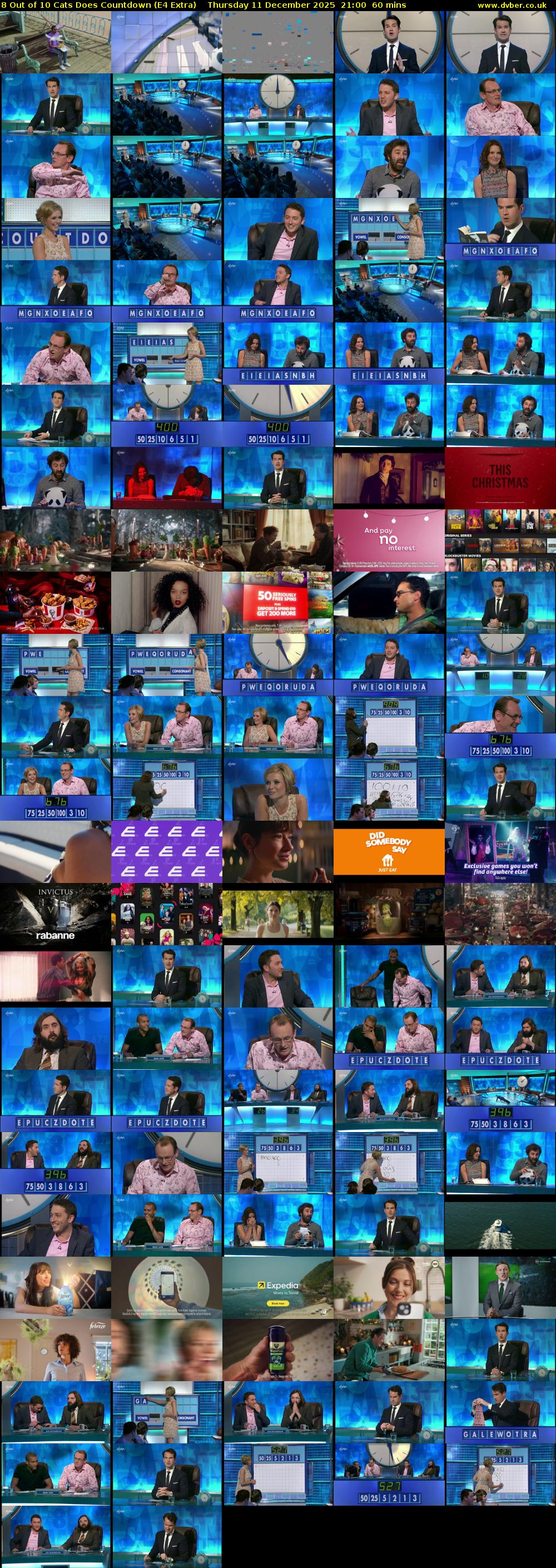 8 Out of 10 Cats Does Countdown (E4 Extra) Thursday 11 December 2025 21:00 - 22:00