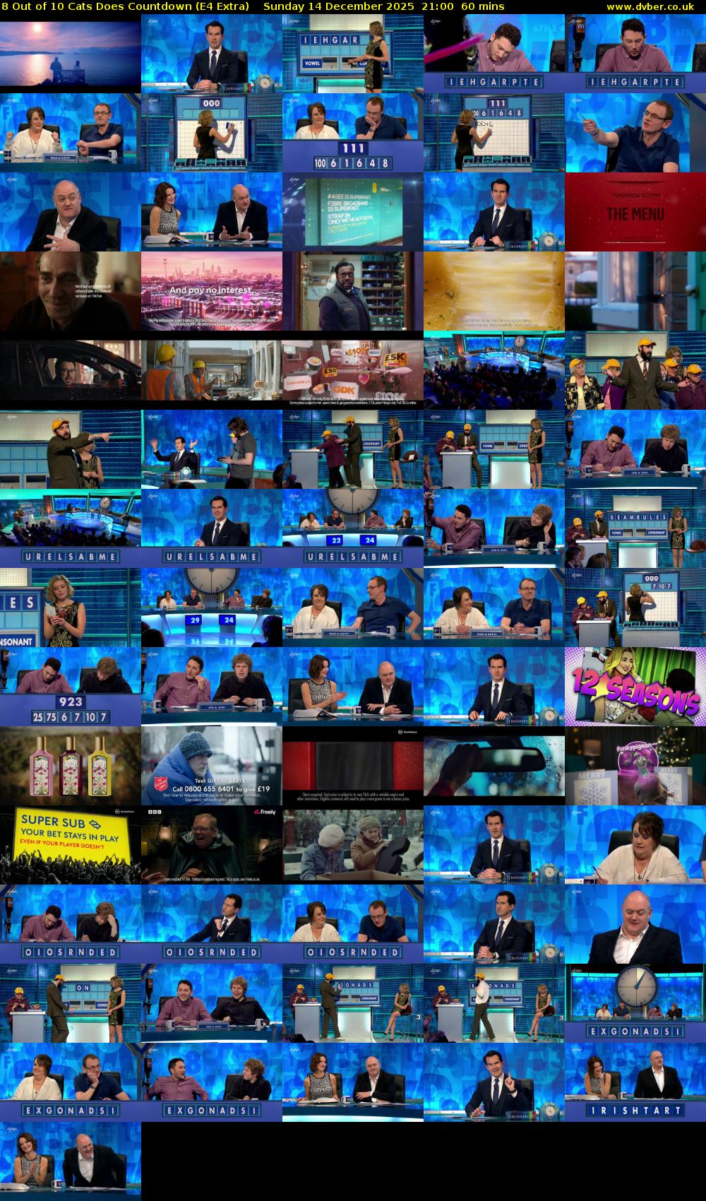 8 Out of 10 Cats Does Countdown (E4 Extra) Sunday 14 December 2025 21:00 - 22:00