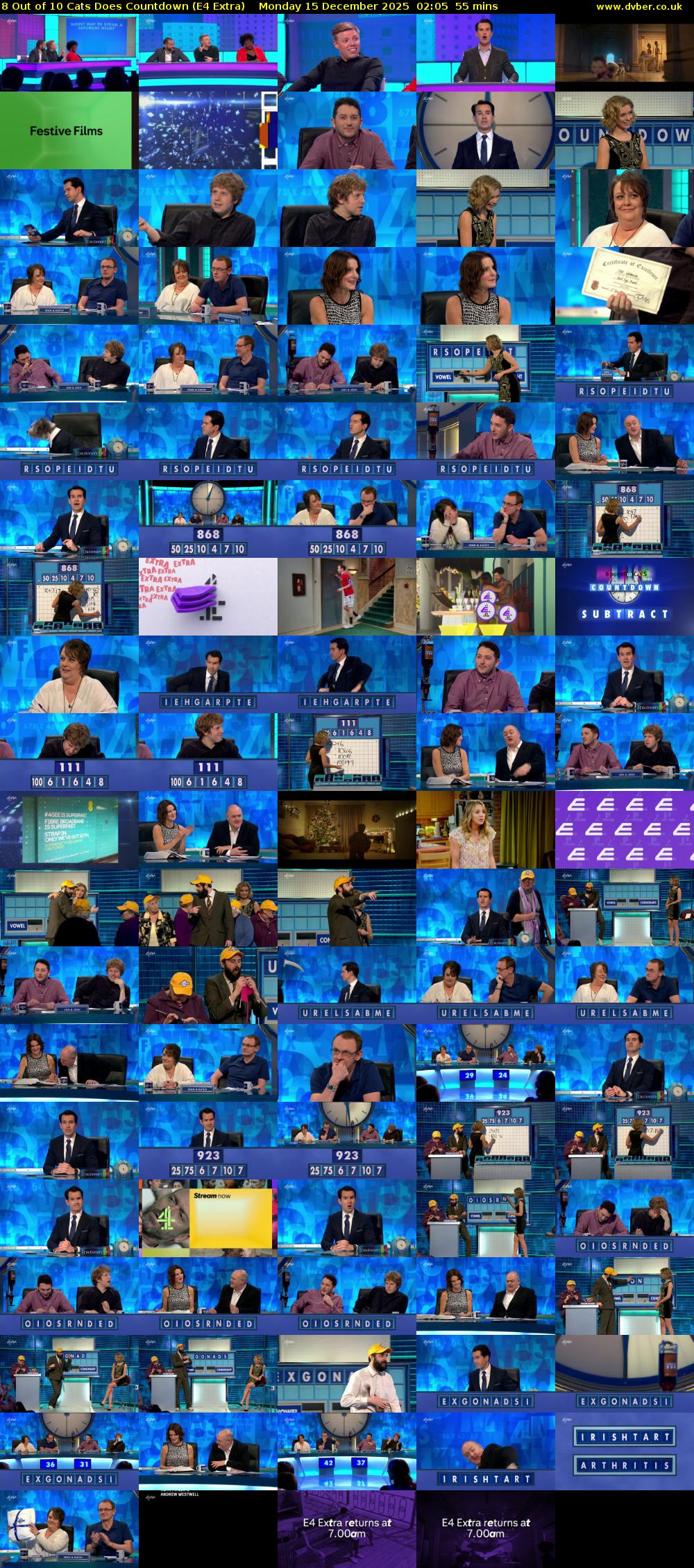 8 Out of 10 Cats Does Countdown (E4 Extra) Monday 15 December 2025 02:05 - 03:00
