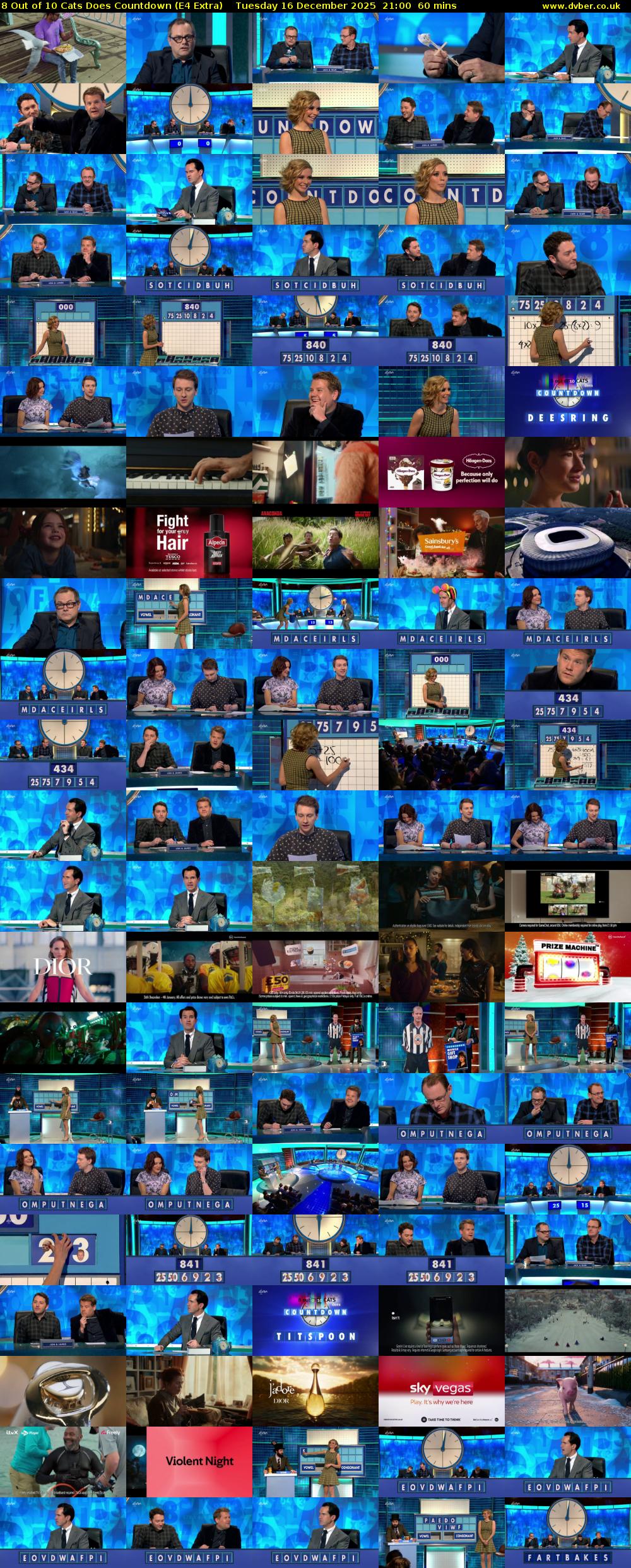 8 Out of 10 Cats Does Countdown (E4 Extra) Tuesday 16 December 2025 21:00 - 22:00