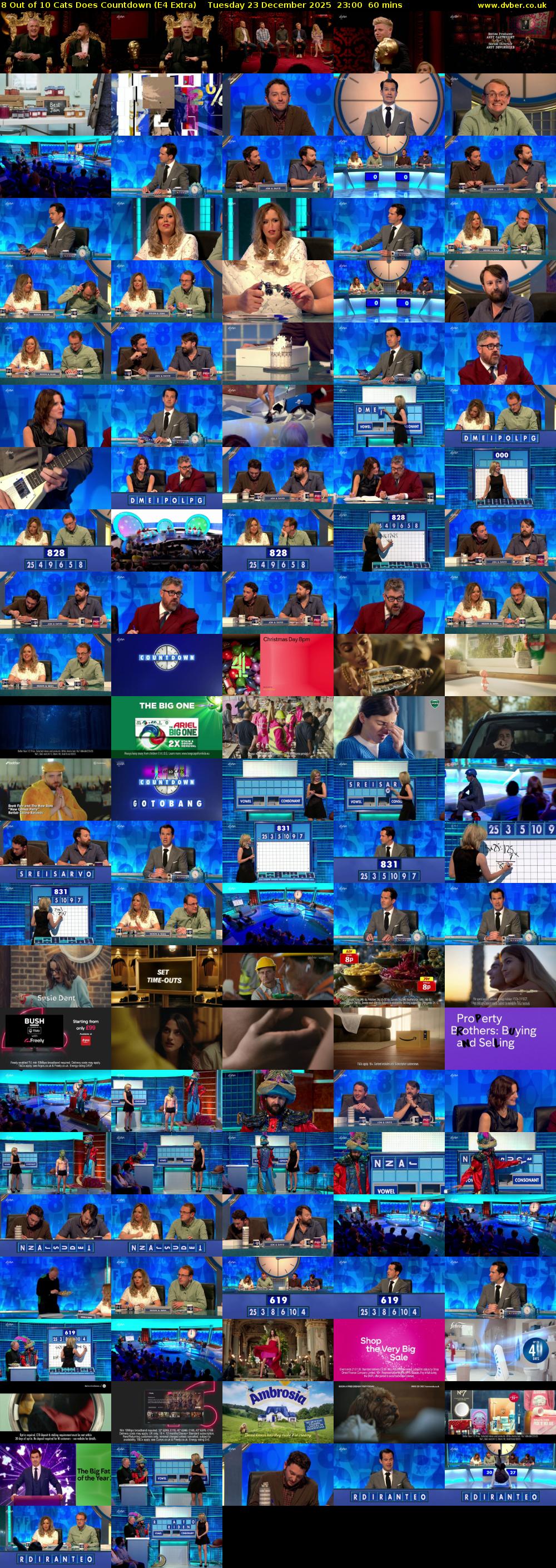 8 Out of 10 Cats Does Countdown (E4 Extra) Tuesday 23 December 2025 23:00 - 00:00