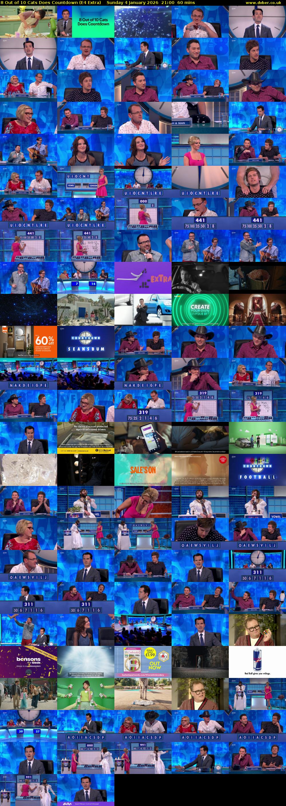 8 Out of 10 Cats Does Countdown (E4 Extra) Sunday 4 January 2026 21:00 - 22:00