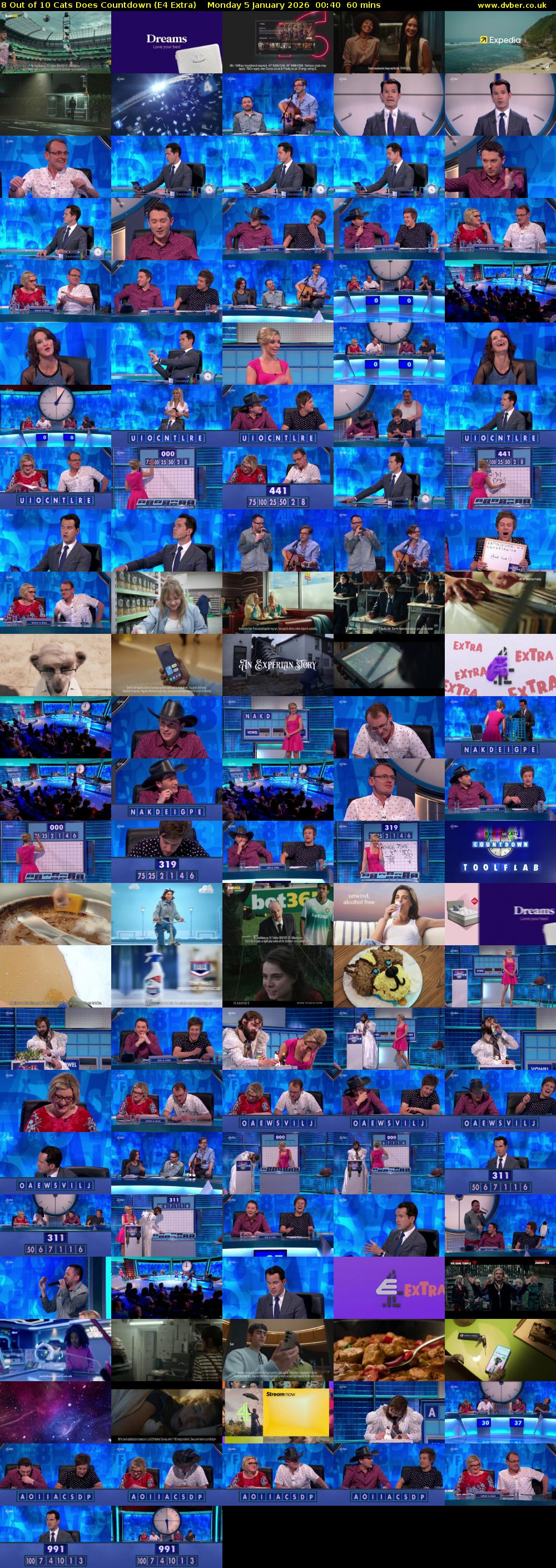 8 Out of 10 Cats Does Countdown (E4 Extra) Monday 5 January 2026 00:40 - 01:40
