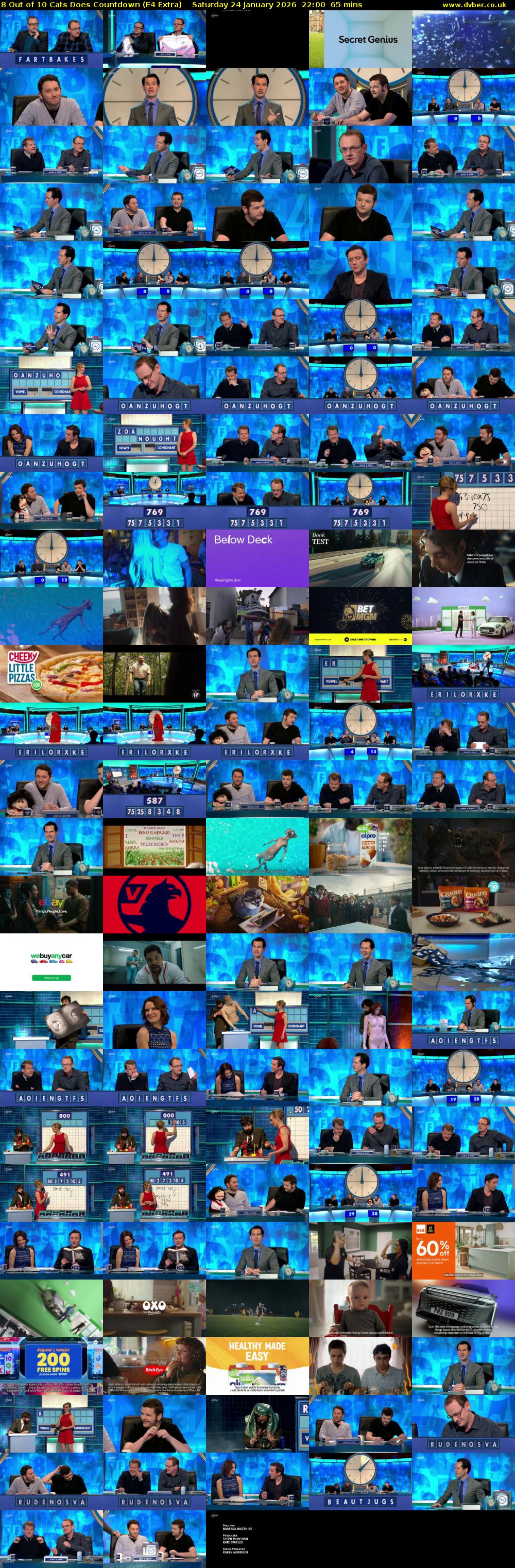 8 Out of 10 Cats Does Countdown (E4 Extra) Saturday 24 January 2026 22:00 - 23:05