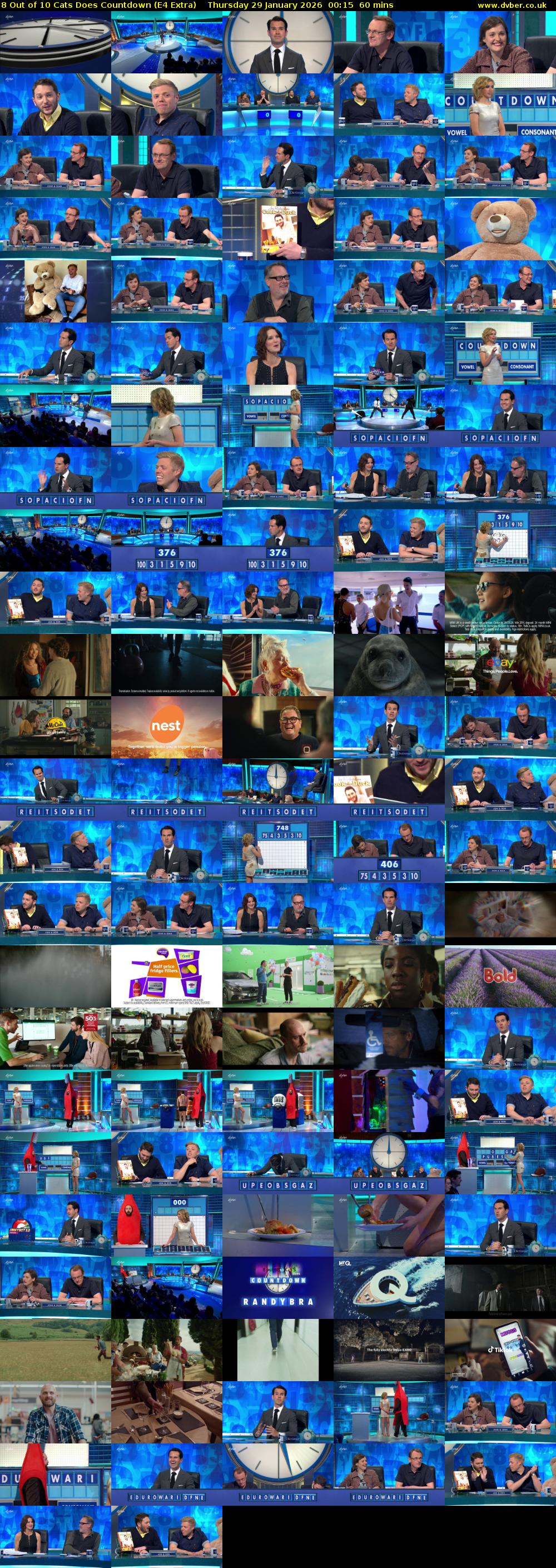 8 Out of 10 Cats Does Countdown (E4 Extra) Thursday 29 January 2026 00:15 - 01:15