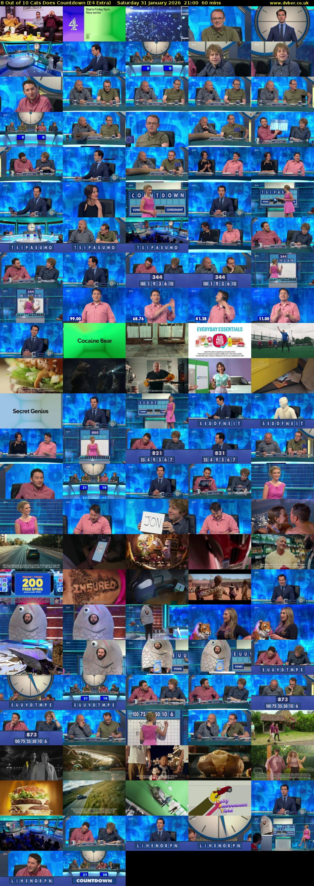 8 Out of 10 Cats Does Countdown (E4 Extra) Saturday 31 January 2026 21:00 - 22:00