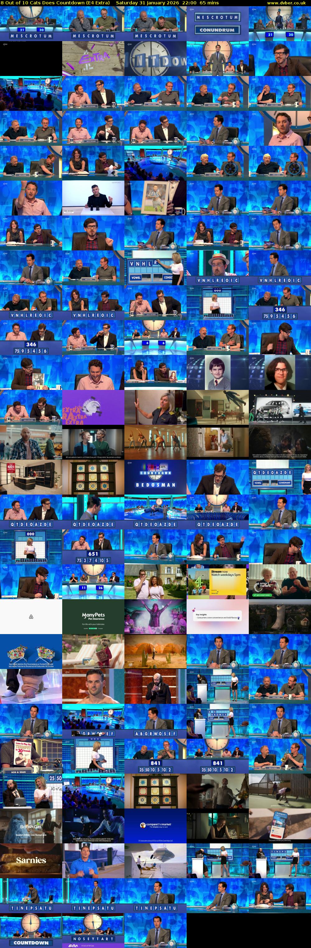 8 Out of 10 Cats Does Countdown (E4 Extra) Saturday 31 January 2026 22:00 - 23:05