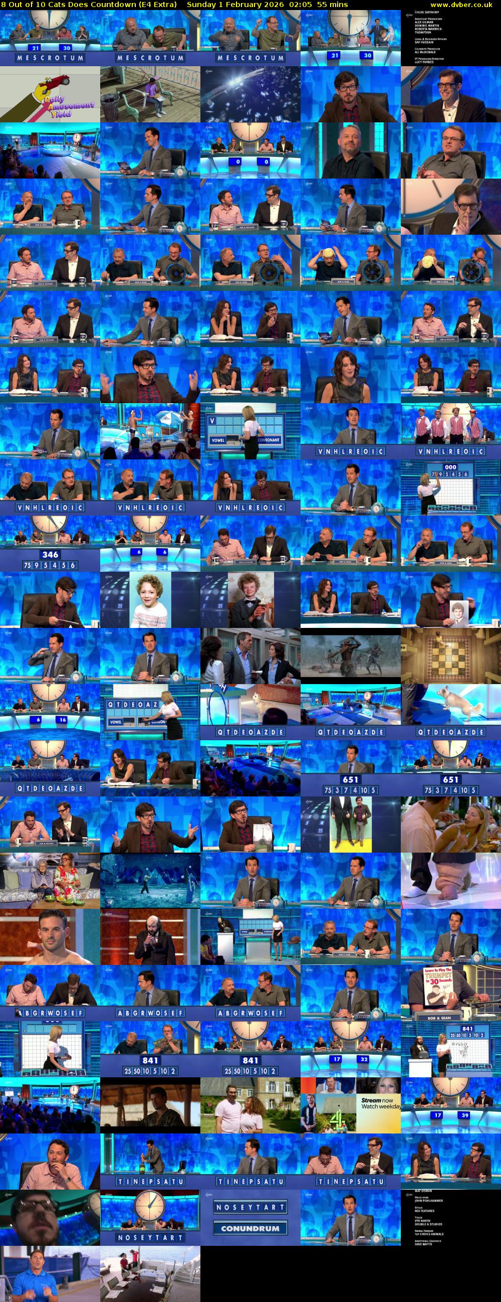 8 Out of 10 Cats Does Countdown (E4 Extra) Sunday 1 February 2026 02:05 - 03:00