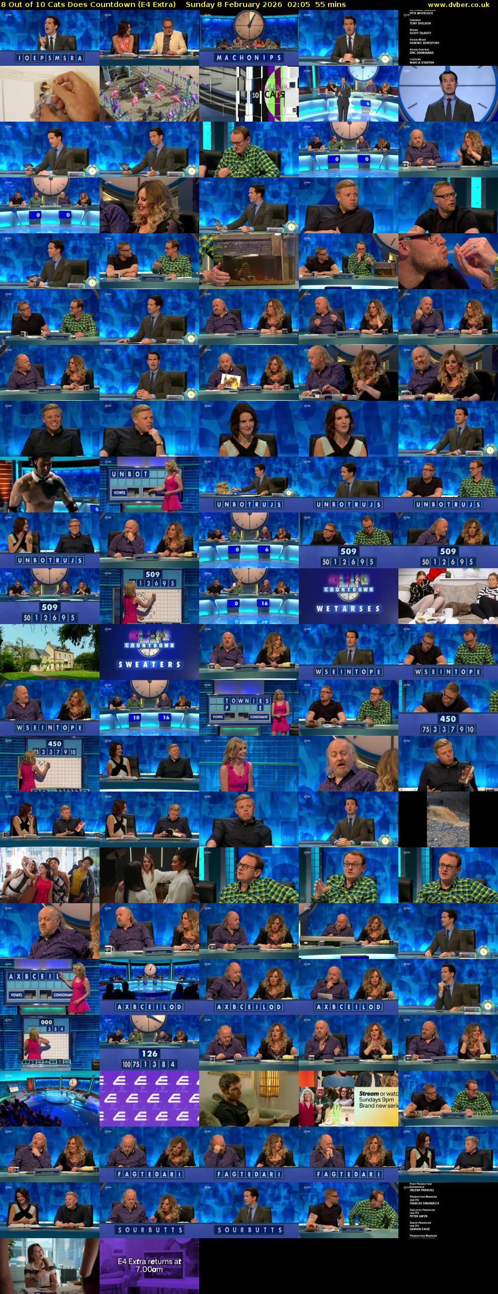 8 Out of 10 Cats Does Countdown (E4 Extra) Sunday 8 February 2026 02:05 - 03:00