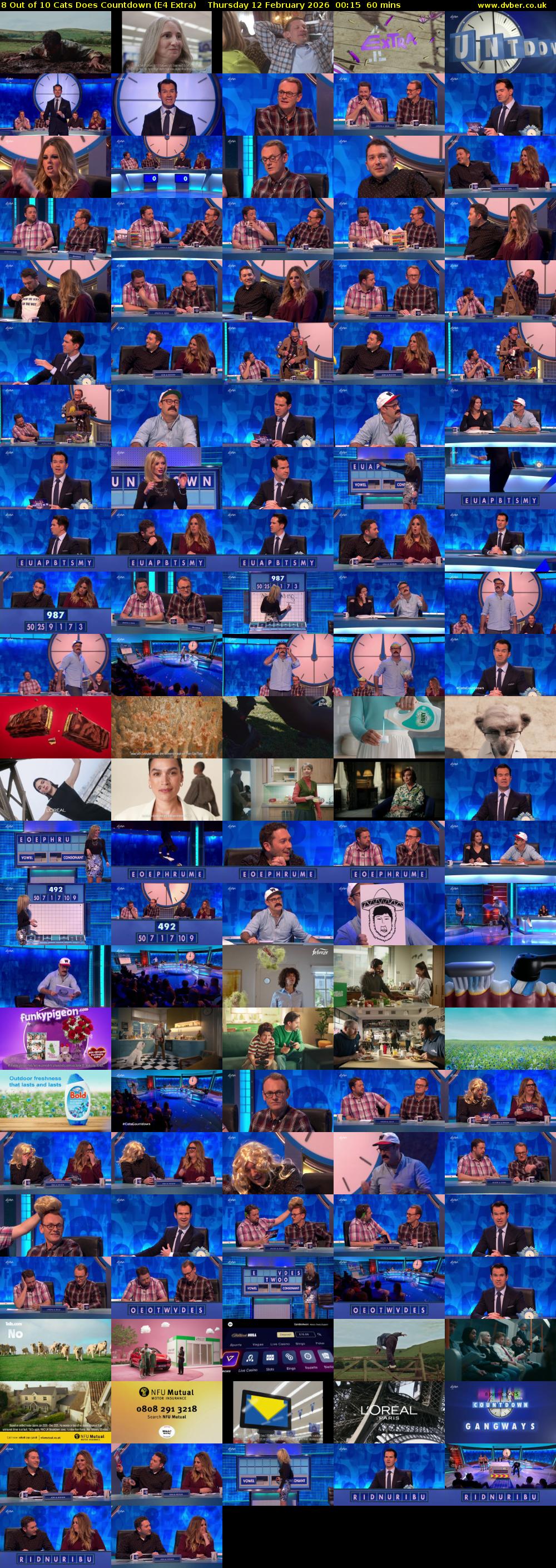 8 Out of 10 Cats Does Countdown (E4 Extra) Thursday 12 February 2026 00:15 - 01:15