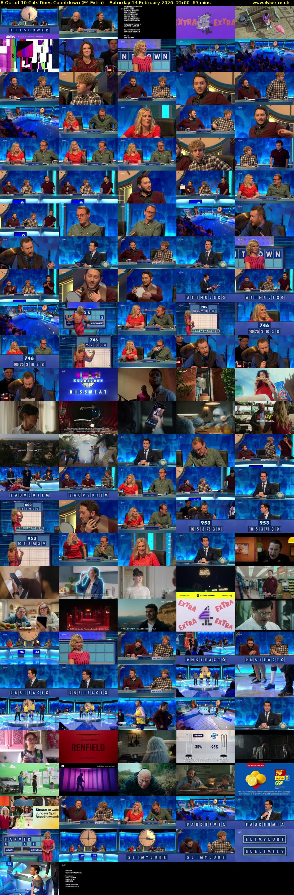 8 Out of 10 Cats Does Countdown (E4 Extra) Saturday 14 February 2026 22:00 - 23:05