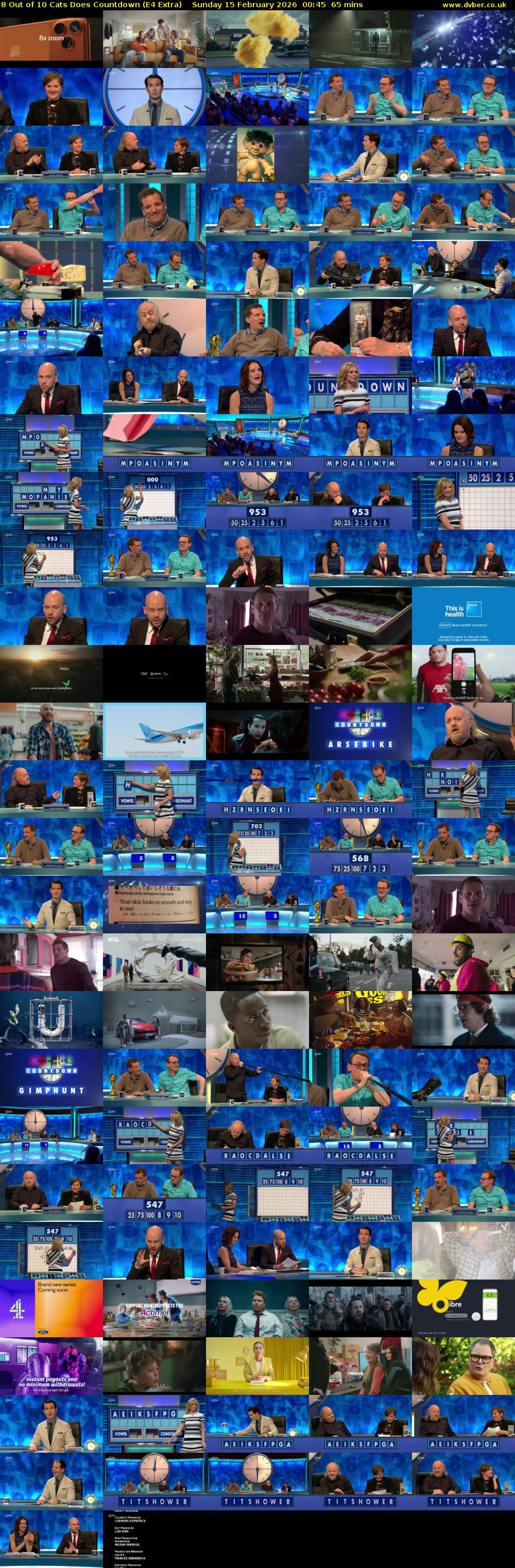 8 Out of 10 Cats Does Countdown (E4 Extra) Sunday 15 February 2026 00:45 - 01:50