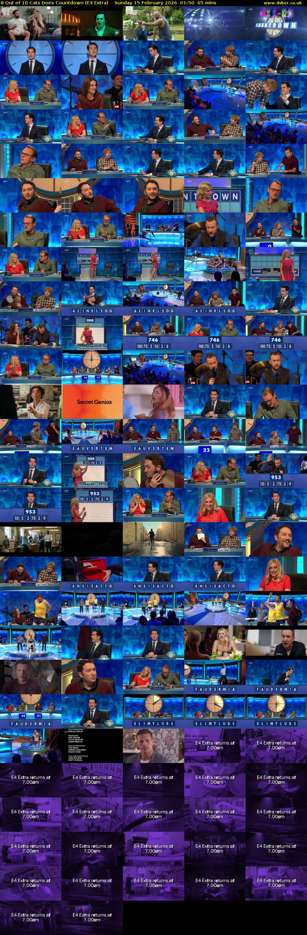 8 Out of 10 Cats Does Countdown (E4 Extra) Sunday 15 February 2026 01:50 - 02:55