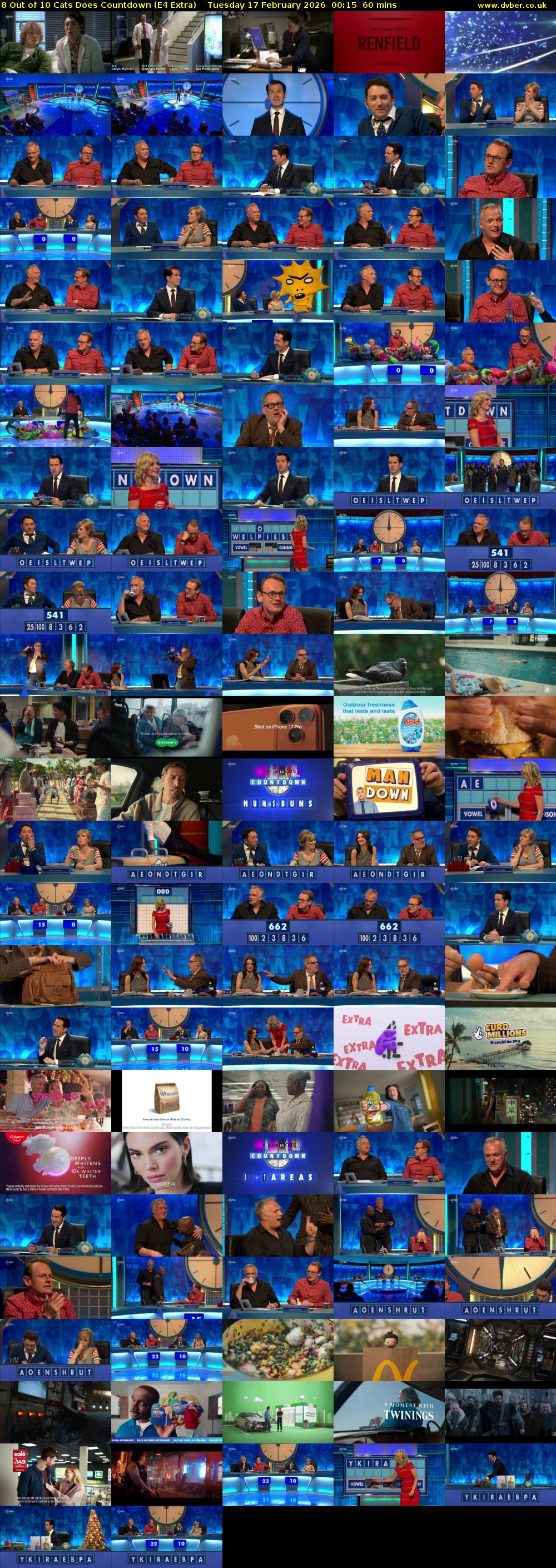 8 Out of 10 Cats Does Countdown (E4 Extra) Tuesday 17 February 2026 00:15 - 01:15