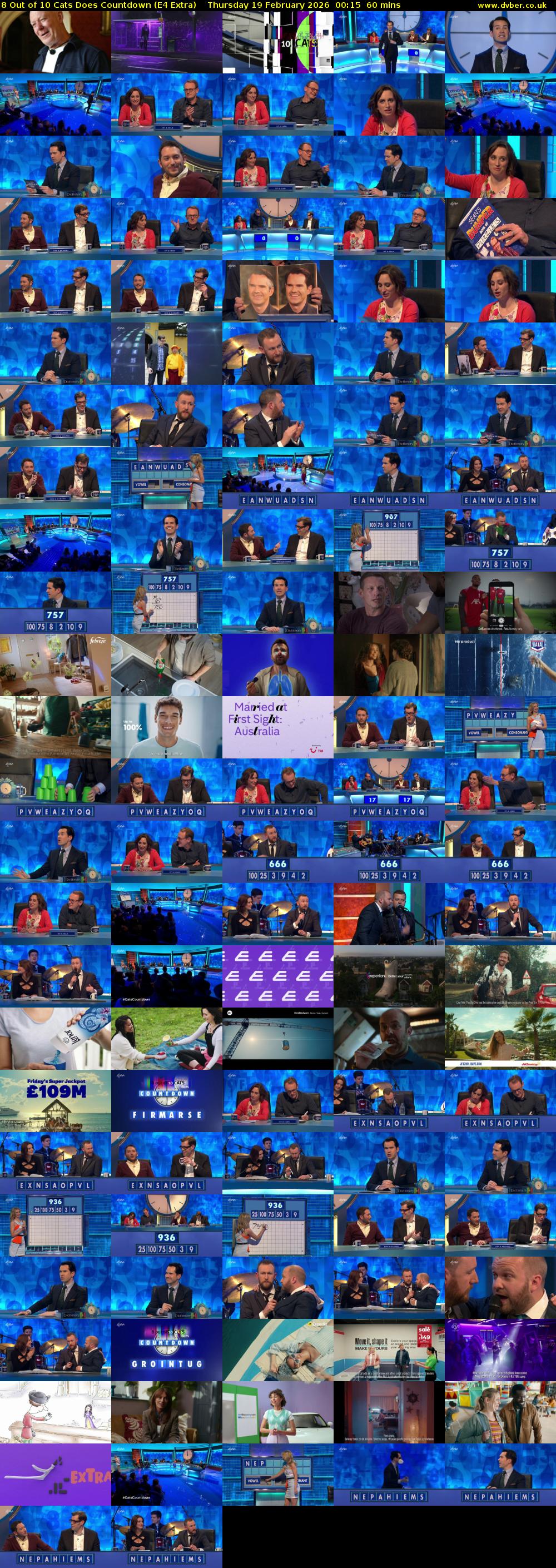 8 Out of 10 Cats Does Countdown (E4 Extra) Thursday 19 February 2026 00:15 - 01:15