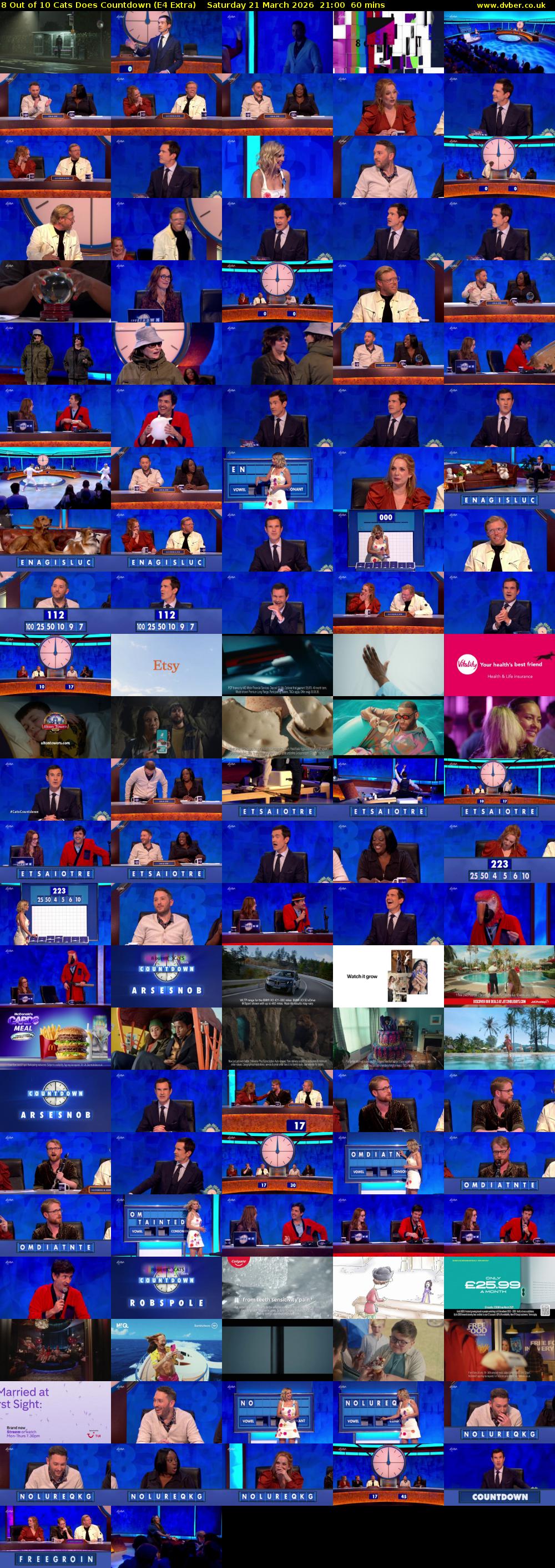 8 Out of 10 Cats Does Countdown (E4 Extra) Saturday 21 March 2026 21:00 - 22:00
