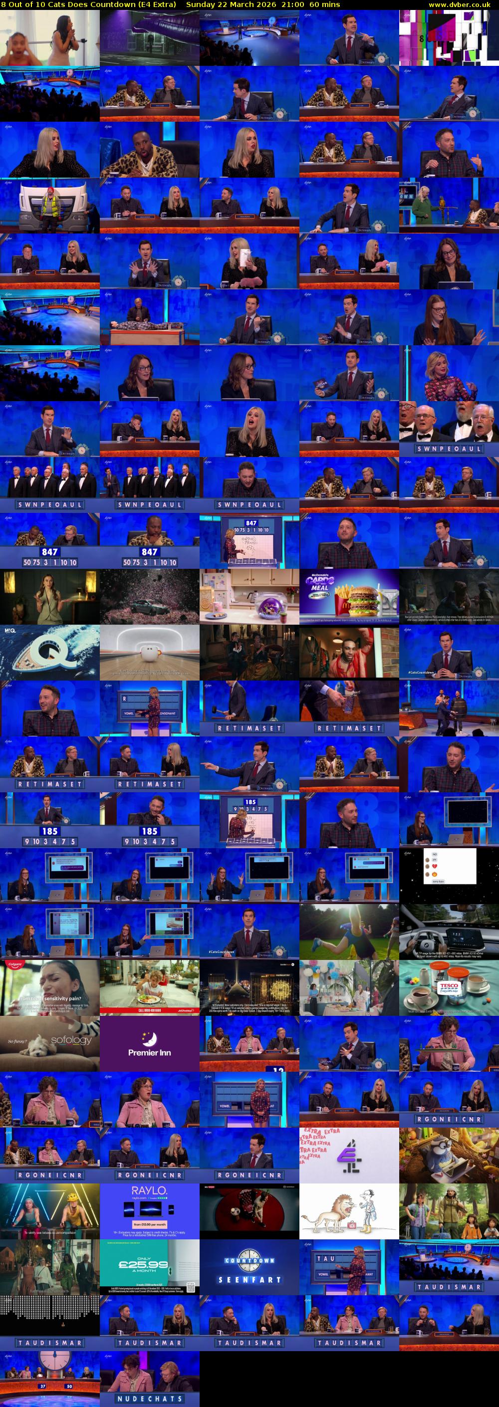 8 Out of 10 Cats Does Countdown (E4 Extra) Sunday 22 March 2026 21:00 - 22:00
