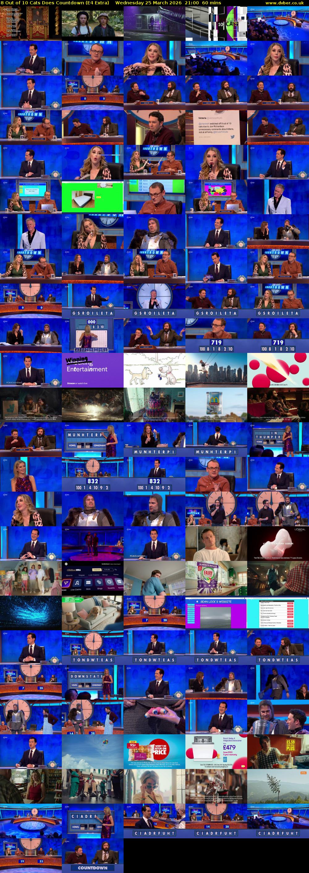 8 Out of 10 Cats Does Countdown (E4 Extra) Wednesday 25 March 2026 21:00 - 22:00