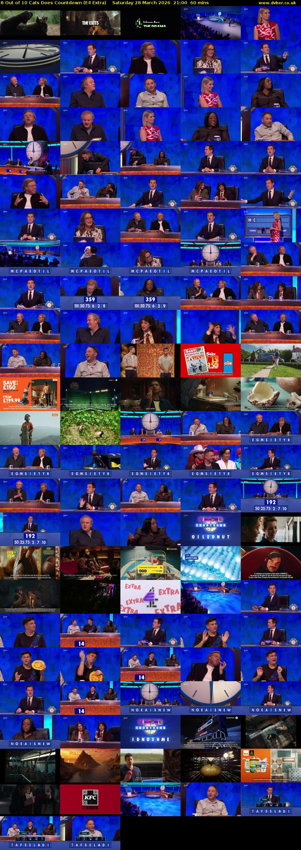 8 Out of 10 Cats Does Countdown (E4 Extra) Saturday 28 March 2026 21:00 - 22:00
