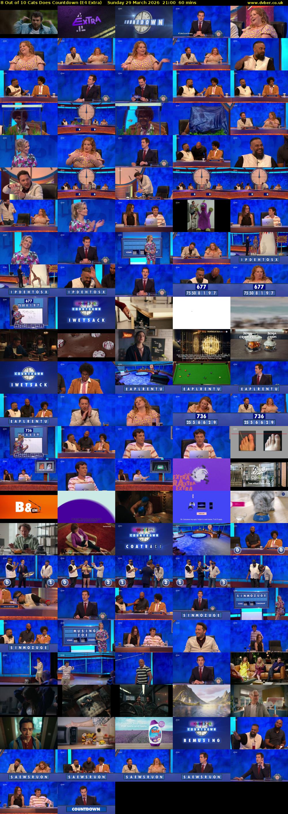 8 Out of 10 Cats Does Countdown (E4 Extra) Sunday 29 March 2026 21:00 - 22:00