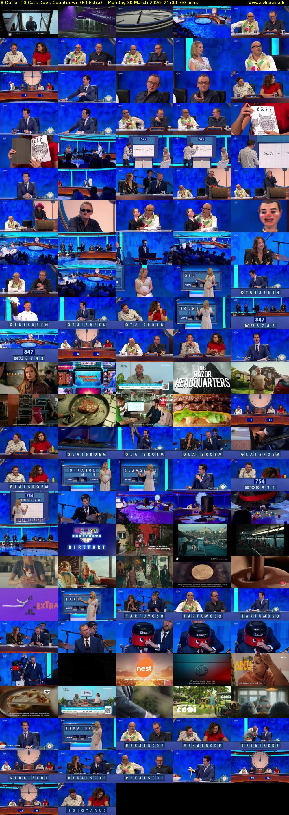 8 Out of 10 Cats Does Countdown (E4 Extra) Monday 30 March 2026 21:00 - 22:00