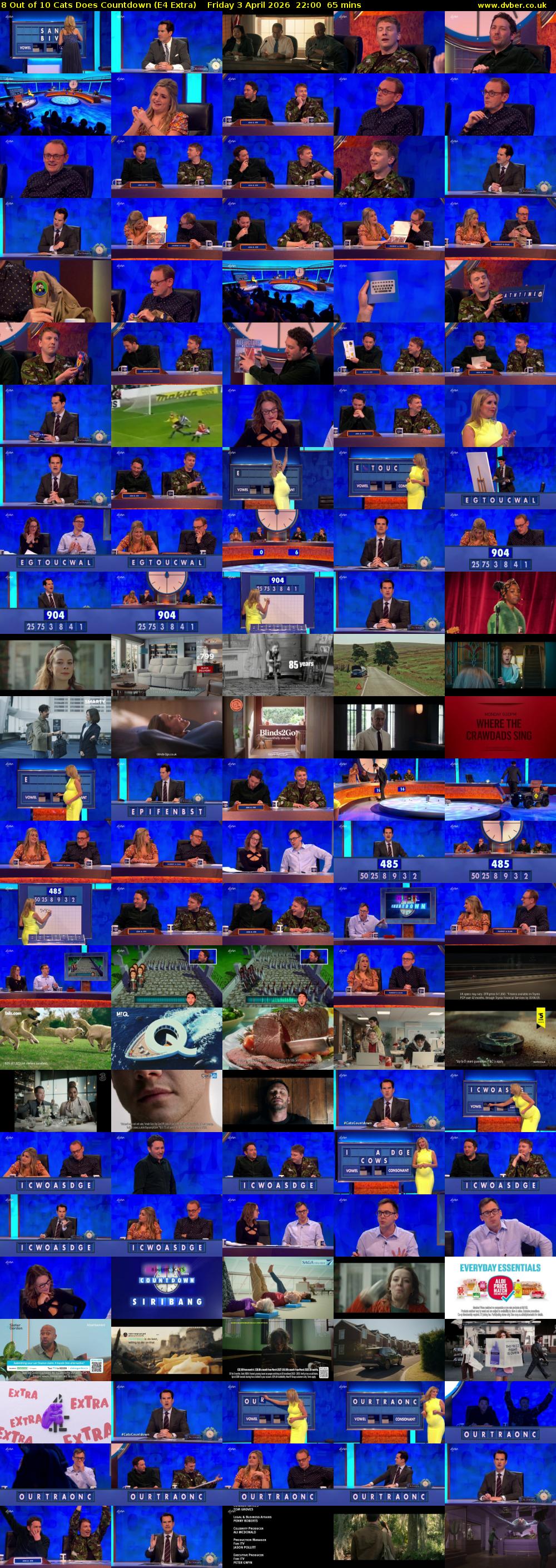 8 Out of 10 Cats Does Countdown (E4 Extra) Friday 3 April 2026 22:00 - 23:05