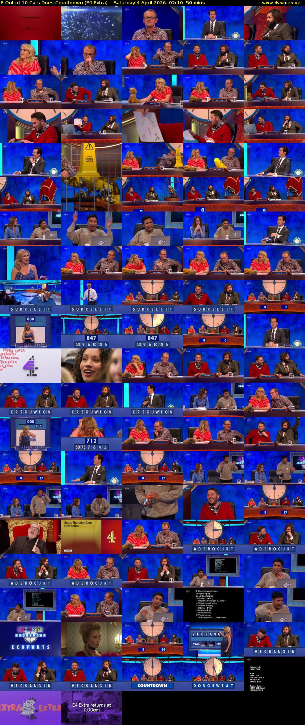 8 Out of 10 Cats Does Countdown (E4 Extra) Saturday 4 April 2026 02:10 - 03:00